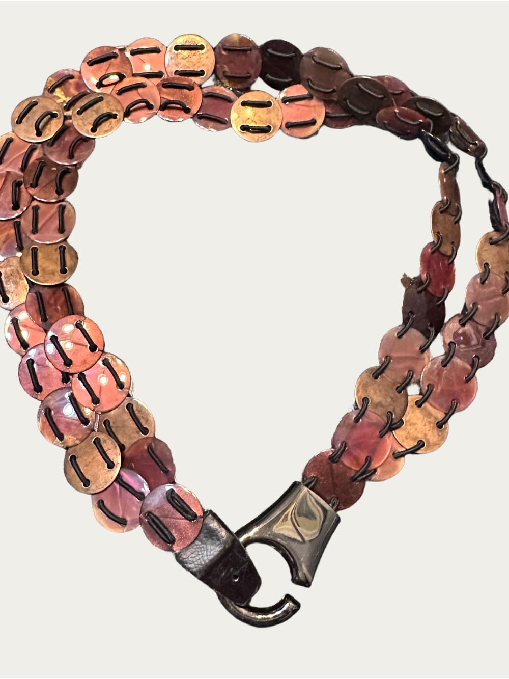 Tortoise Shell Brown Molded Plastic Double Strand Belt Vintage Style